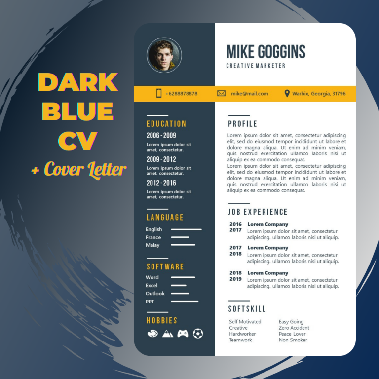  Dark  Blue CV Cover Letter Template Presentasi 